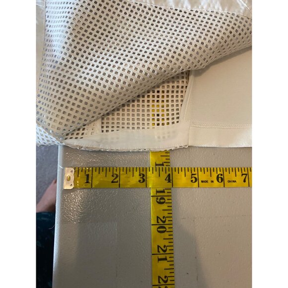 Chicos White Faux Leather Blazer Jacket Mesh Open Front Chicos Size 0 Small - Picture 9 of 11